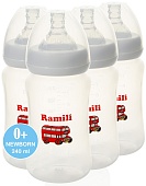 Четыре противоколиковые бутылочки для кормления Ramili Baby 240MLX4